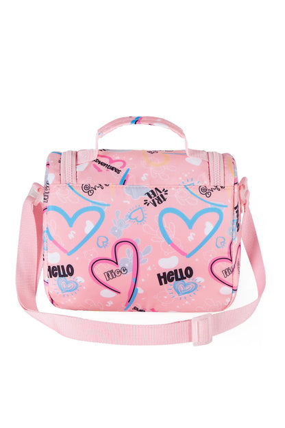 Kız Çocuk Kalpli Ortopedik Okul Çantası 3'lü Set - Pembe