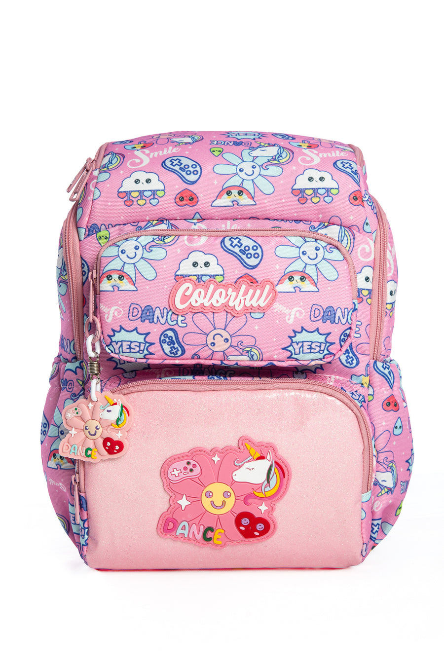 Maxim Dance Gökkuşağı Unicorn Temalı Laptop Bölmeli Sırt Çantası - Pembe