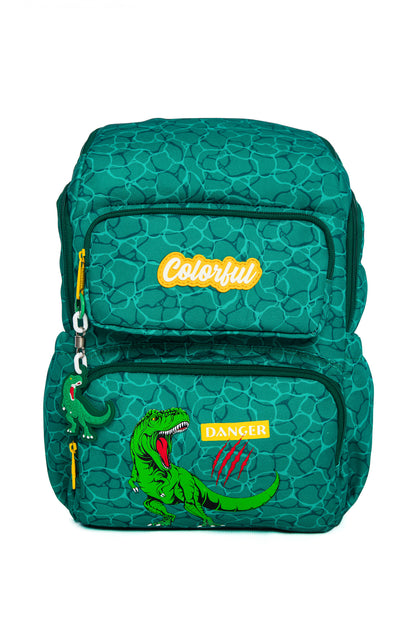 Maxim Dino Dinozor Temalı Laptop Bölmeli Sırt Çantası - Yeşil