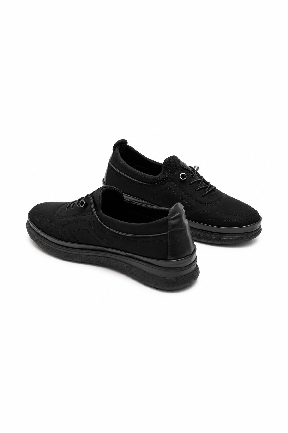 Bağcıklı Streç 4 Nokta Ortopedik Kadın Sneaker - Siyah