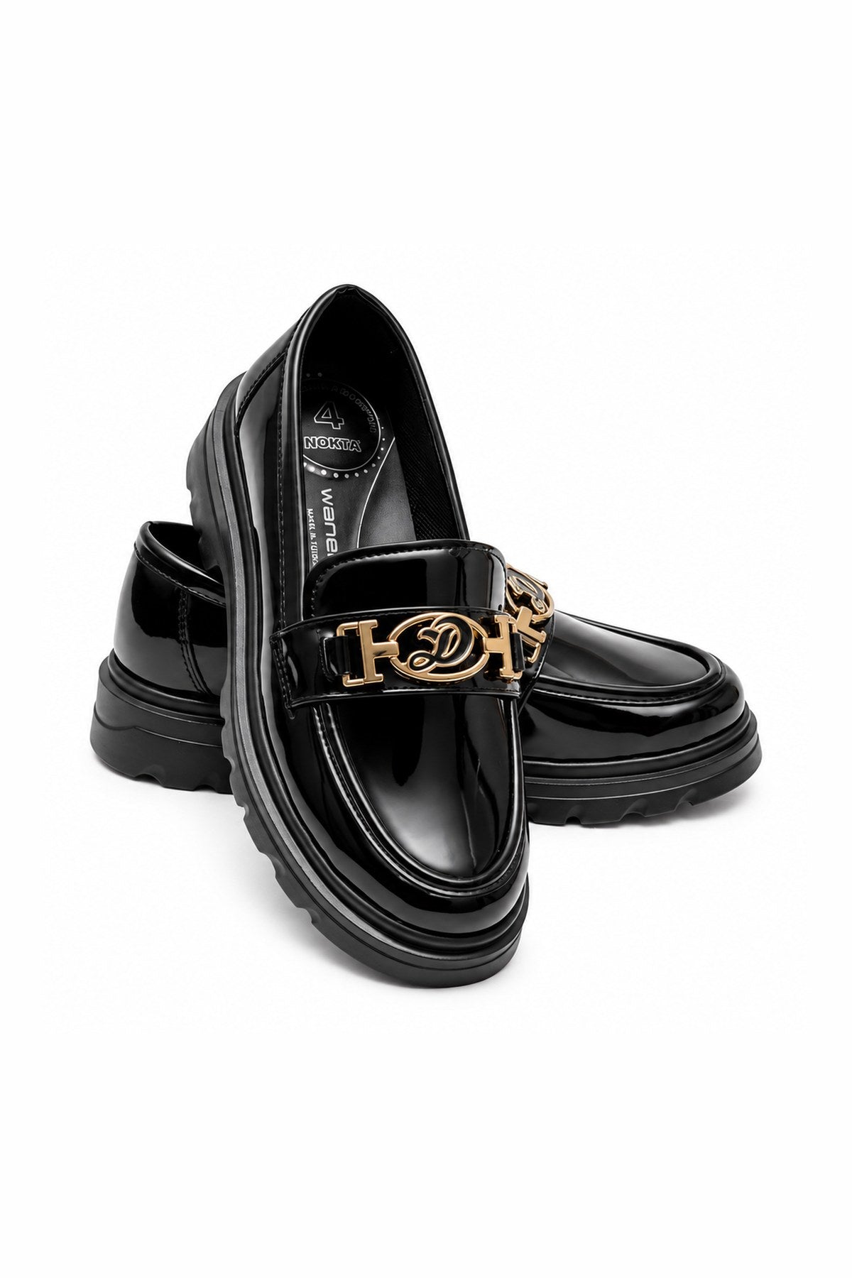 Altın Tokalı Rugan Ortopedik Loafer - Siyah