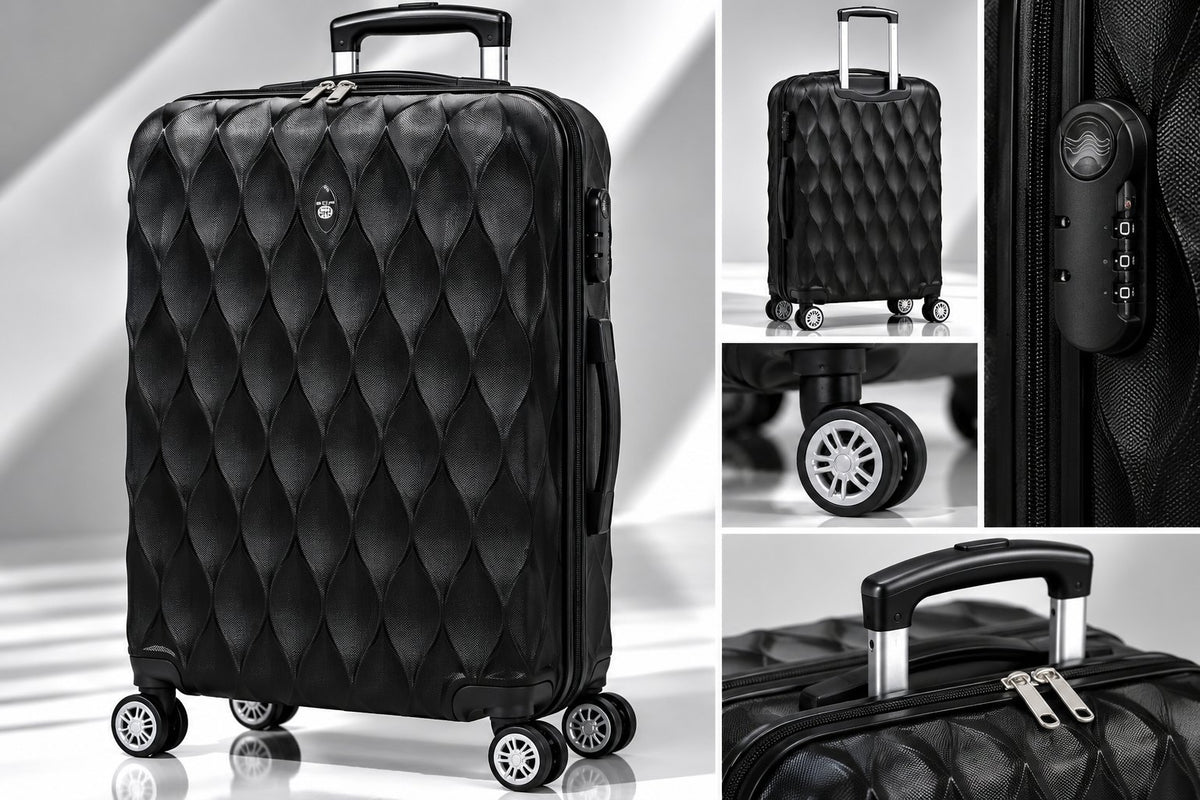 Büyük Boy Elmas Desenli Valiz - Siyah - 2. görsel