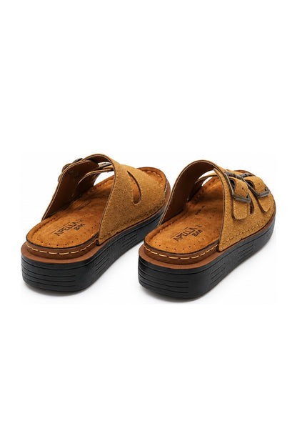 Çift Tokalı Ortopedik Kadın Terlik - Camel - Camel - 5. görsel