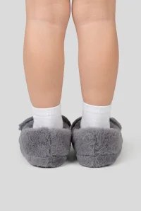 Çocuk Köpekli Peluş Panduf - Gri - 4. görsel