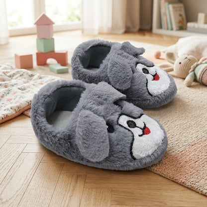 Çocuk Köpekli Peluş Panduf - Gri - 8. görsel