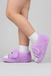 Çocuk Köpekli Peluş Panduf - Mor - 4. görsel