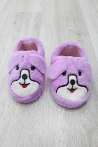 Çocuk Köpekli Peluş Panduf - Mor - 7. görsel