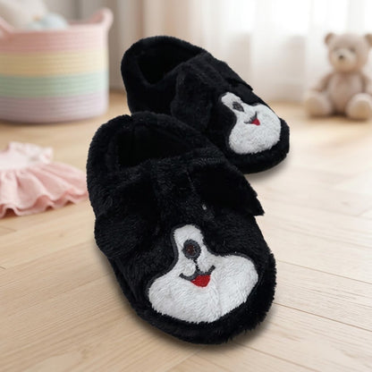 Çocuk Köpekli Peluş Panduf - Siyah - 3. görsel