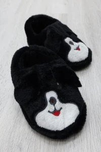 Çocuk Köpekli Peluş Panduf - Siyah - 7. görsel