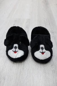Çocuk Köpekli Peluş Panduf - Siyah - 8. görsel