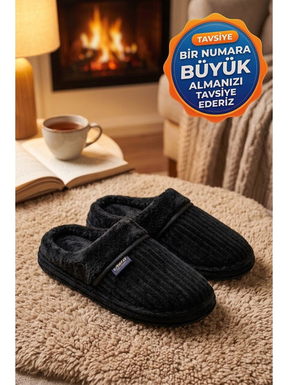Erkek Ortopedik Merdane Ev Terliği - Siyah - 3. görsel