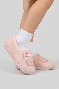 Kız Çocuk Kedi Figürlü Peluş Panduf - Pembe - 2. görsel