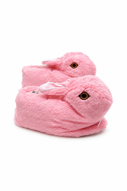 Sevimli Tavşan Figürlü Peluş Kadın Ev Pandufu - Pembe