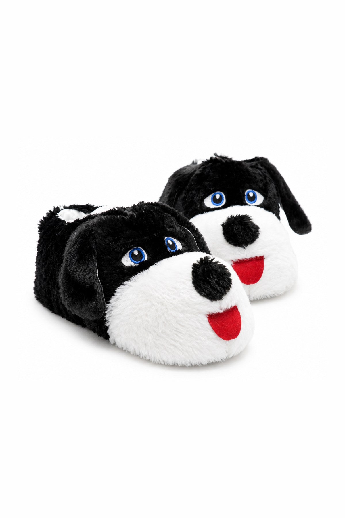 Sevimli Köpek Figürlü Peluş Unisex Ev Pandufu - Sevgili Kombin - Siyah