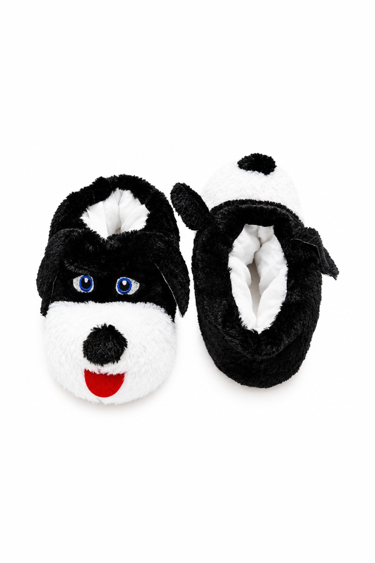 Sevimli Köpek Figürlü Peluş Unisex Ev Pandufu - Sevgili Kombin - Siyah